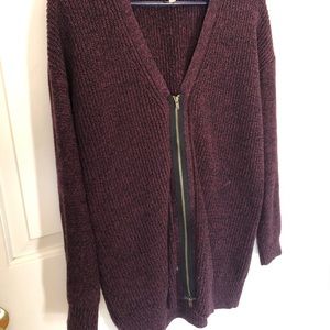 BCBG Maroon Zip Up Cardigan